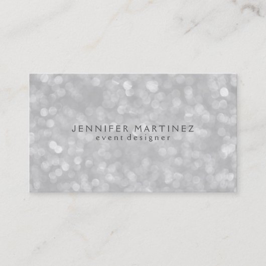 Silver Bokeh Glitzer & Glitzern Visitenkarte (Vorderseite)
