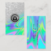 Silver Bokeh Instagram Holographic Social Media Visitenkarte (Vorne/Hinten)