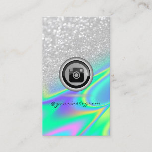 Silver Bokeh Instagram Holographic Social Media Visitenkarte