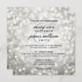 Silver Bokeh Lights Elegante Hochzeit Einladung (Vorne/Hinten)