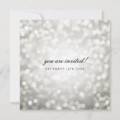 Silver Bokeh Lights Elegante Hochzeit Einladung (Rückseite)