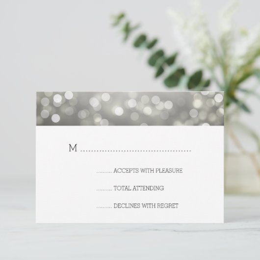 Silver Bokeh Lights Elegante Wedding UAWG RSVP Karte (Stehend Vorderseite)