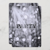 Silver Bokeh Party Lights Einladung (Vorne/Hinten)