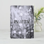 Silver Bokeh Party Lights Einladung (Stehend Vorderseite)