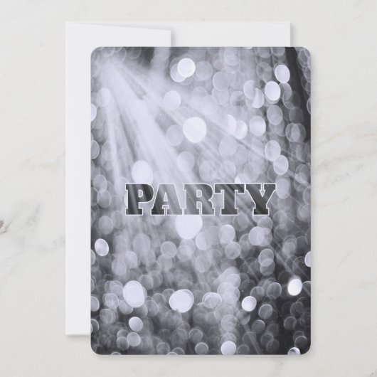 Silver Bokeh Party Lights Einladung (Vorderseite)