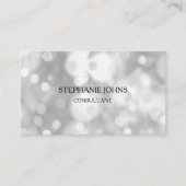 Silver Bokeh Patterns Monogramm Name Schwarz-weiß Visitenkarte (Vorderseite)