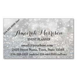 Silver Bokeh Sparkle Event Magnetic Business Card Magnetische Visitenkarte