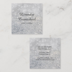 Silver Bokeh Sparkle Eventplaner Visitenkarten Quadratische Visitenkarte