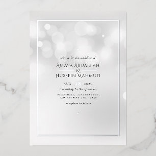 Silver Bokeh Wedding Foil Einladung