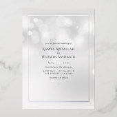 Silver Bokeh Wedding Foil Einladung (Vorderseite)