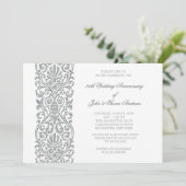 Silver Border 25. Hochzeitstag Party Einladung (Stehend Vorderseite)