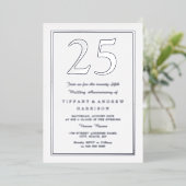 Silver Border 25. Hochzeitstag Silver Folieneinladung (Stehend vorne)
