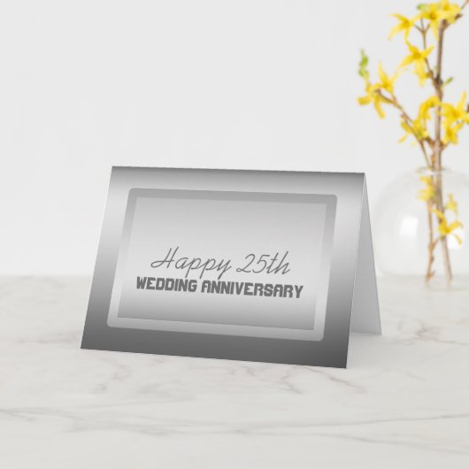 Silver Border 25th Wedding Anniversary Karte (Gelbe Blume)