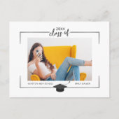 Silver Border Abschluss Ankündigung Postkarte (Vorderseite)