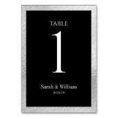 Silver Border Black Wedding Tischnummer (Vorderseite)