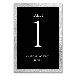 Silver Border Black Wedding Tischnummer