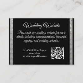 Silver Border on Black Wedding Begleitkarte