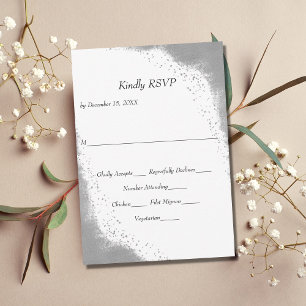 Silver Border with Food Entrees Wedding RSVP Card