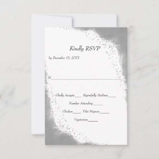 Silver Border with Food Entrees Wedding RSVP Card (Vorderseite)