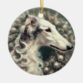 Silver Borzoi Wreath Ornament (Vorne)