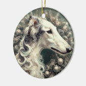 Silver Borzoi Wreath Ornament (Links)