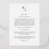 Silver Botanic Christmas Wreath Initials 5 Photos Folieneinladung (Rückseite)