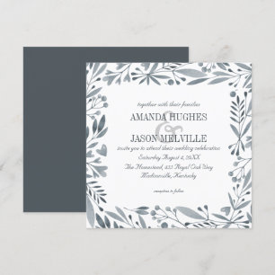 Silver Botanical Blumenhochzeit Quadrat Einladung