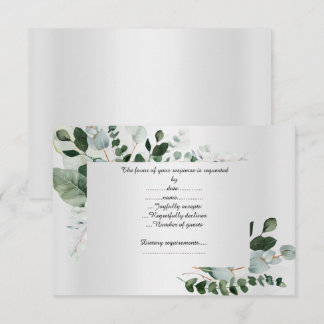 SILVER BOTANISCHE ANTWORTKARTE RSVP KARTE