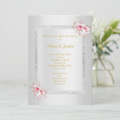 Silver Bouquet Glitzer ELEGANT CLASSY WEDY Einladung (Stehend Vorderseite)