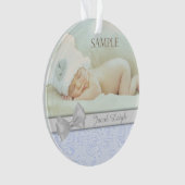 Silver Bow Blue Pastel Baby 1. Weihnachtsfest Foto Ornament (Vorderseite)