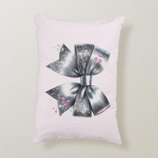 Silver Bow Imitats Glitzer Personalisiert Dekokissen (Rückseite(Vertikal))