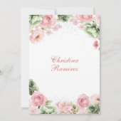 Silver Bow Sage Pink Coquette Floral Quinceanera Einladung (Rückseite)