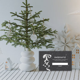 Silver Bow Winter Snow Diaper Raffle Baby Shower  Begleitkarte
