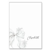 Silver Bow Winter Table Place Card Tischnummer (Vorderseite)