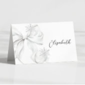 Silver Bow Winter Table Place Card  Tischnummer