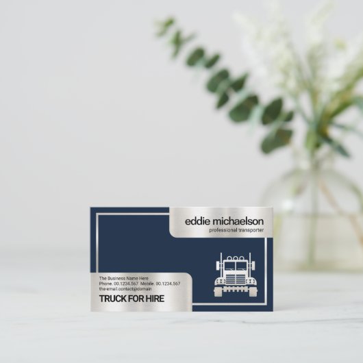 Silver Box Corner Frame Logistics Trucker Visitenkarte (Stehend Vorderseite)