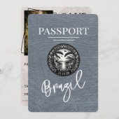 Silver Brazil Passport Save the Date (Vorne/Hinten)