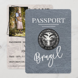 Silver Brazil Passport Save the Date