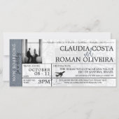 Silver Brazil Wedding Boarding Pass Einladung (Vorderseite)