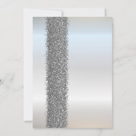 Silver Bridal Dress Silver Glitzer Brautparty Einladung (Rückseite)
