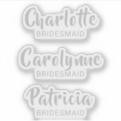 Silver Bridesmaid Name Custom-Cut Vinyl Sticker (Vorderseite)