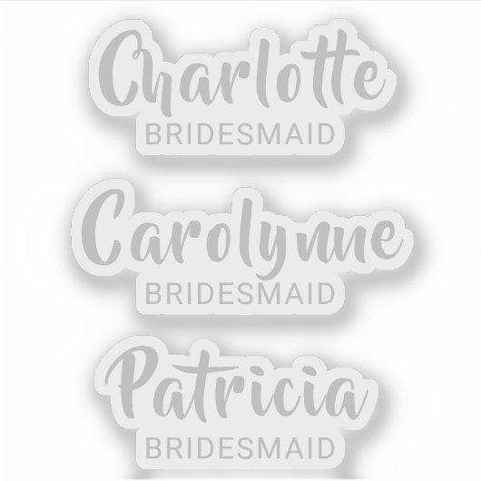 Silver Bridesmaid Name Custom-Cut Vinyl Sticker (Vorderseite)