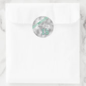 Silver Brocade Fünfzehnte Geburtstagsminze Grüne I Runder Aufkleber (Tasche)
