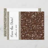 Silver Brown Glitzer Save the Date aussehen Ankündigungspostkarte (Vorne/Hinten)