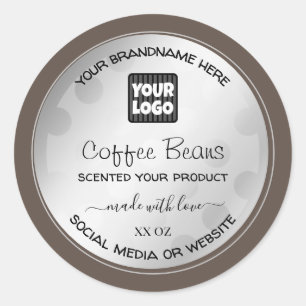 Silver Brown Product Packaging Labels mit Logo Runder Aufkleber
