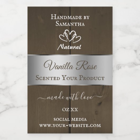 Silver Brown Wood Grain Packing Labels Lebensmitteletikett (Einzelnes Label)