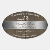 Silver Brown Wood Grain Packing Labels Ovaler Aufkleber (Vorderseite)