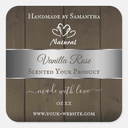 Silver Brown Wood Grain Packing Labels Quadratischer Aufkleber (Vorderseite)