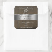 Silver Brown Wood Grain Packing Labels Quadratischer Aufkleber (Tasche)