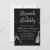 Silver Brunch & Bubbly Brautparty Einladung (Vorderseite)